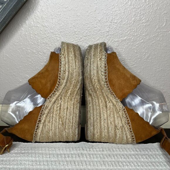 Chloe Lauren Reef Peep Toe Wedge Heel Suede Espadrille Wedge Sandal Size 7.5 - Picture 5 of 11